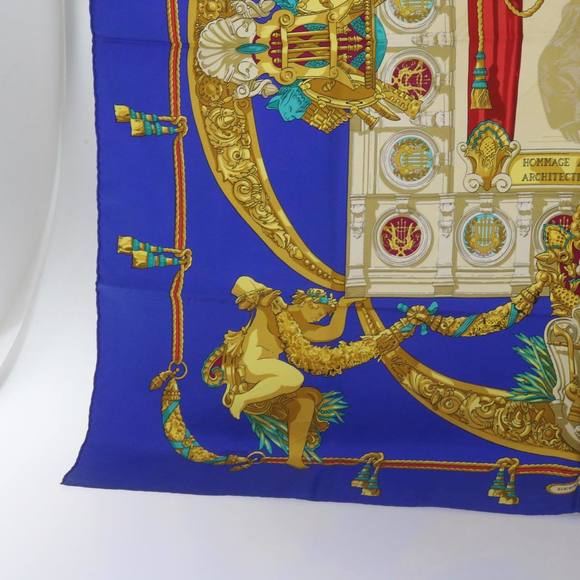 HERMES Carre 90 ARCHITECTE DE L'OPERA DE PARIS Scarf Silk Blue Auth bs12077 - Picture 10 of 16